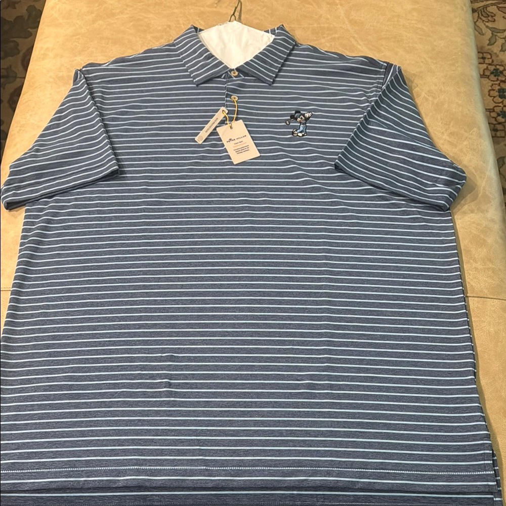 Disney Golf NWT Peter Millar Navy Striped Polo Shirt